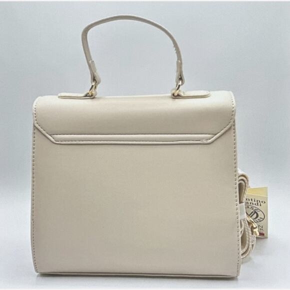 Valentino Orlandi Satchel Top Handle Logo Bag with Matching Wallet Beige - Picture 8 of 10